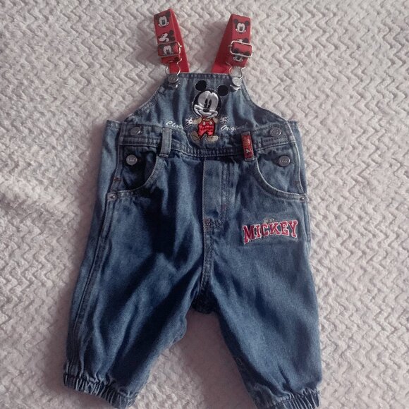 Vintage Mickey Mouse Denim Overalls Disney Baby Mickey & Co Size - Picture 4 of 10